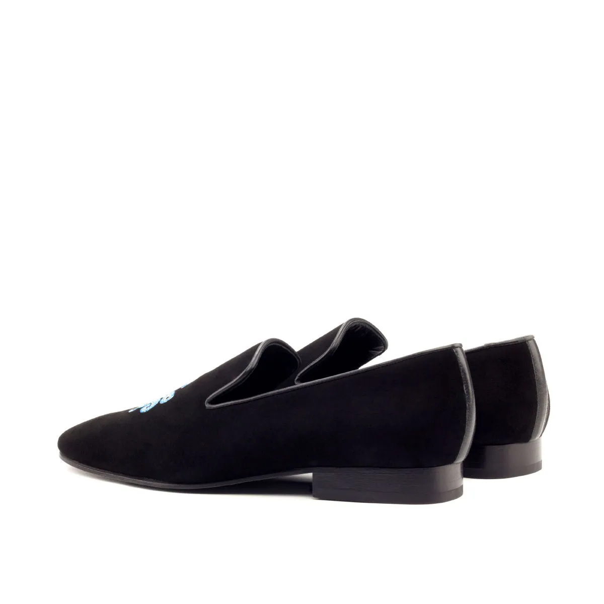 Gentlemen El Patron Slip On -  Black Suede Calf Leather with Octopus Embroidery
