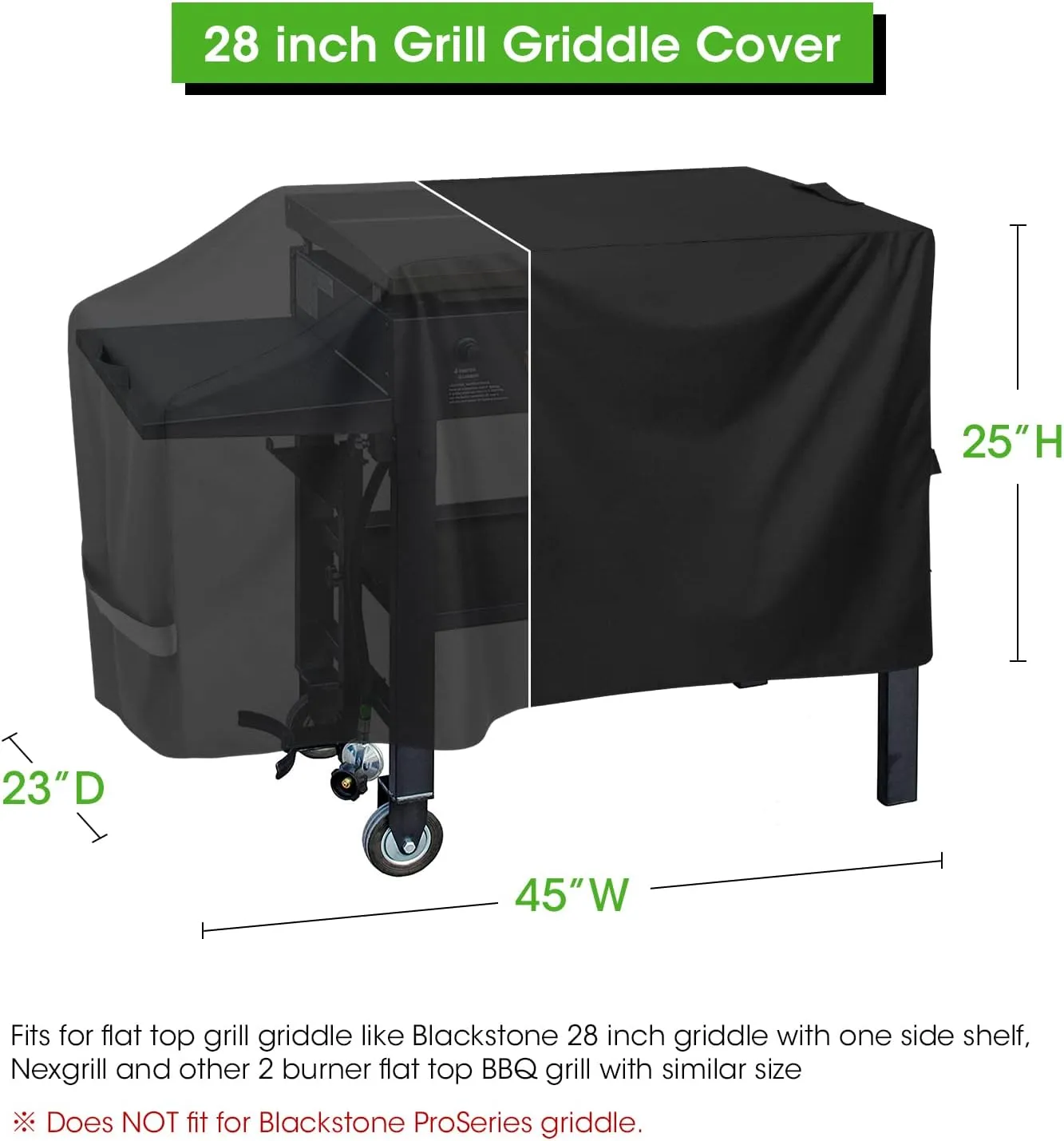 Griddle Cover for Blackstone 28" Griddle, Flat Top Heavy Duty Waterproof BBQ Grill Cover with Support Rack, Compatible with Blackstone, Nexgrill with Single Shelf Without Hood