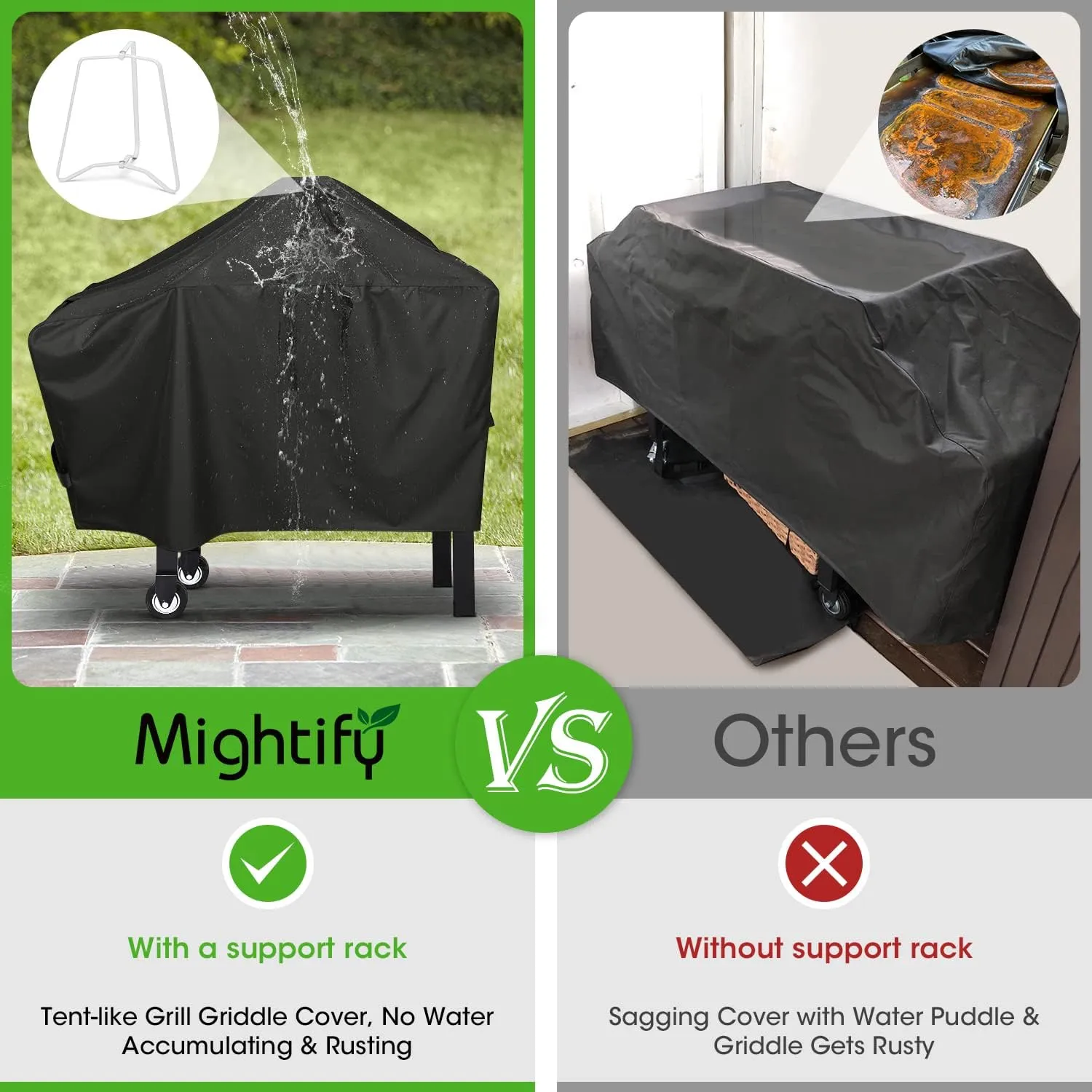 Griddle Cover for Blackstone 28" Griddle, Flat Top Heavy Duty Waterproof BBQ Grill Cover with Support Rack, Compatible with Blackstone, Nexgrill with Single Shelf Without Hood
