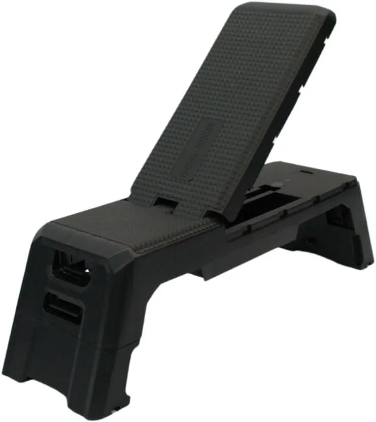 Gronk Fitness Versatile Step Bench & Aerobic Deck with Hydraulic Incline | Adjustable Multipurpose Bench for Aerobic and Strength Training | Resistance Tube Clips and Storage | Flat/Incline/Decline