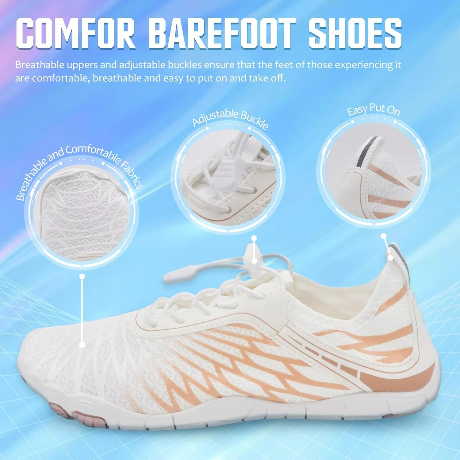 Grounded Footwear for Women Men, Barefoot Shoes Non-Slip Wide Toe, Hike Lightweight Drop Zero Quick-Dry Breathable