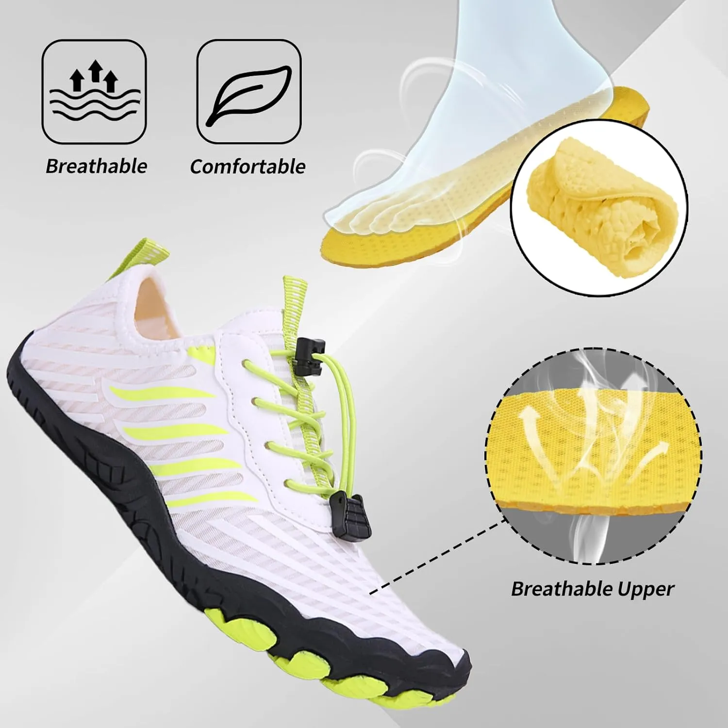 Grounded Footwear for Women Men, Barefoot Shoes Non-Slip Wide Toe, Hike Lightweight Drop Zero Quick-Dry Breathable