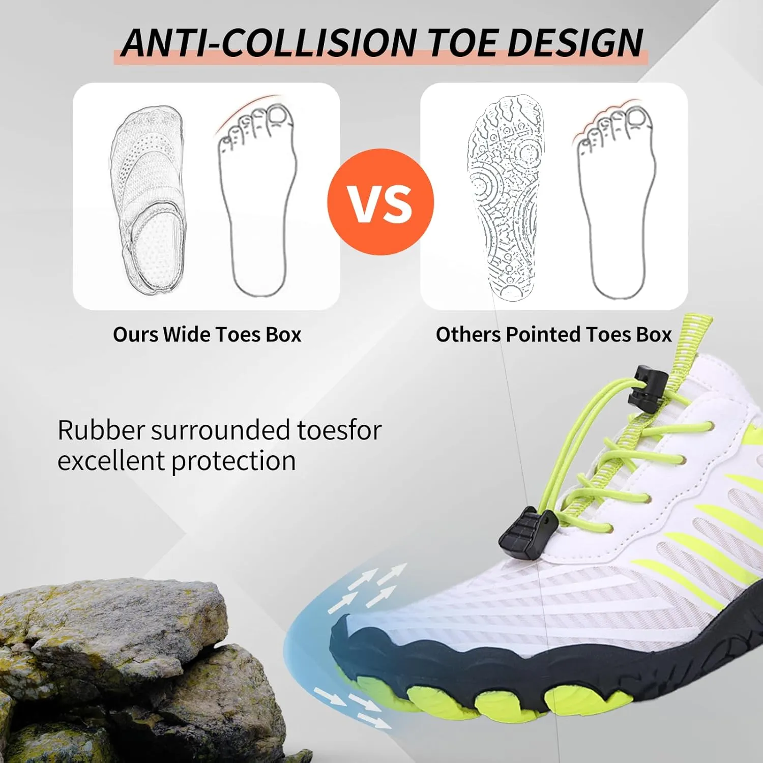 Grounded Footwear for Women Men, Barefoot Shoes Non-Slip Wide Toe, Hike Lightweight Drop Zero Quick-Dry Breathable