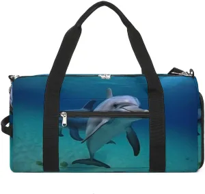 Gym Bag for Men Women Travel Duffle Bag Lightweight Weekender Duffel Bag Dolphins Underwater Carry on Bag