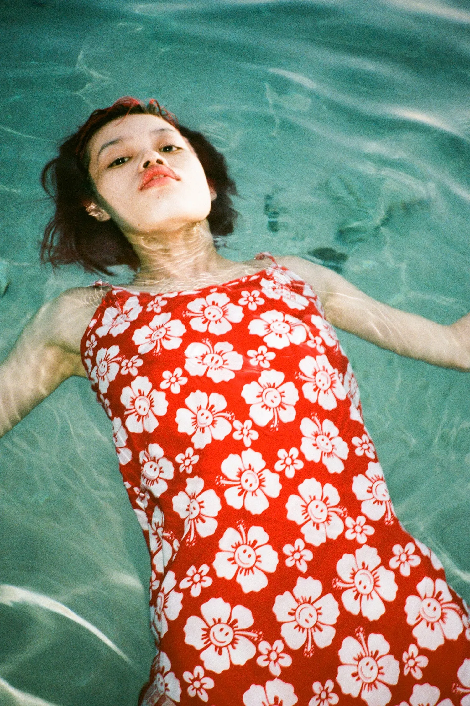 Happy Hibiscus Vacation Slip Dress - Red