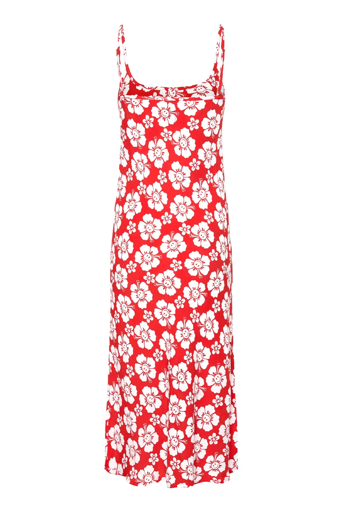 Happy Hibiscus Vacation Slip Dress - Red