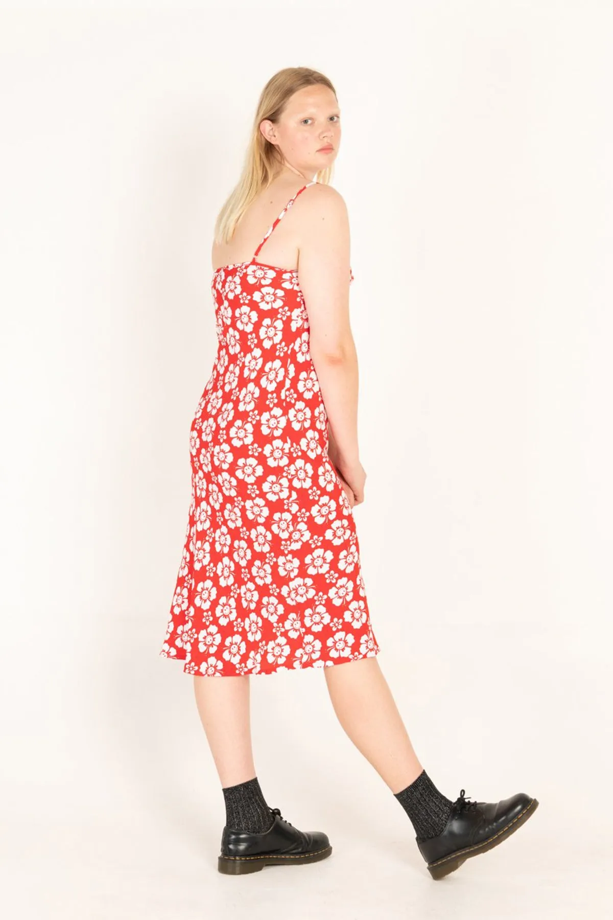Happy Hibiscus Vacation Slip Dress - Red