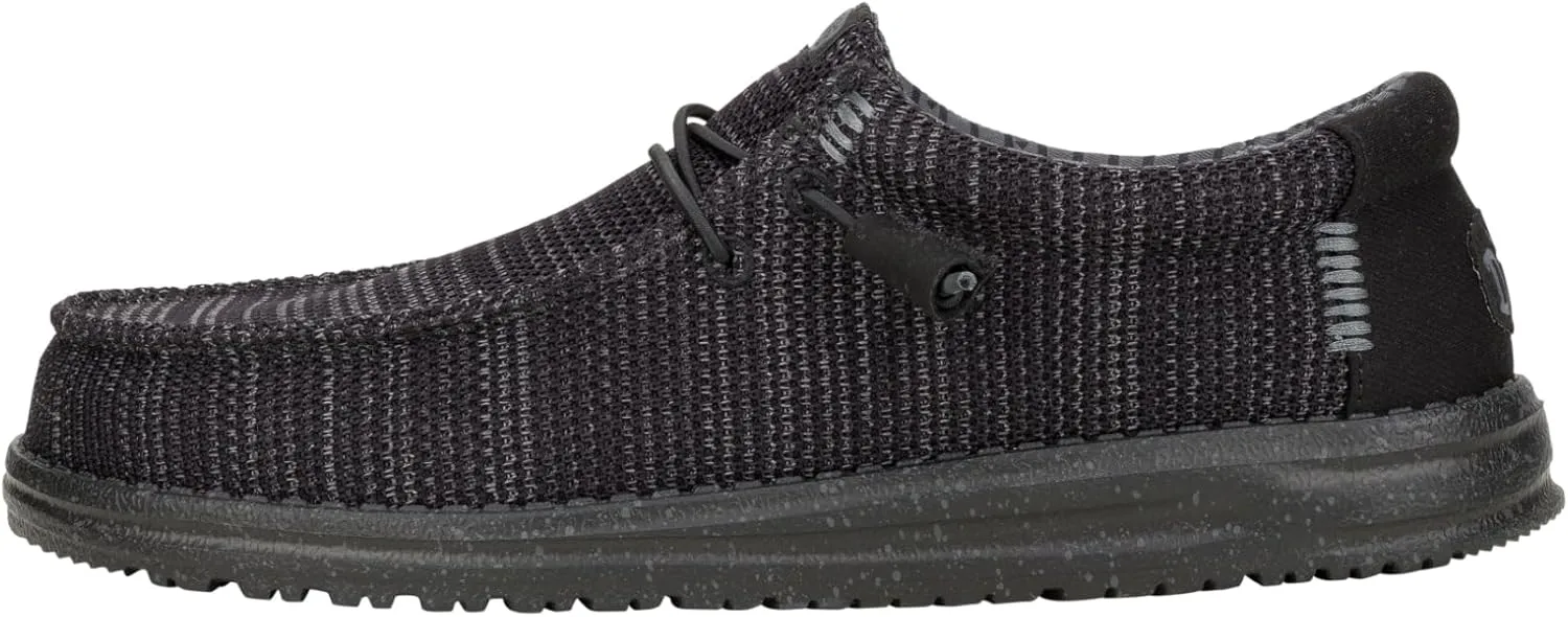 Hey Dude Wally Stretch Sox Black/Black Size 11, Men’s Shoes, Men's Slip-on Loafers, Comfortable & Light-Weight