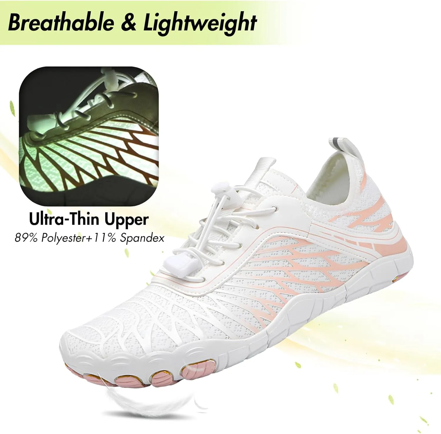 HiGropcore Water Shoes Men Women, Barefoot Wide Toe Box Beach Shoes, Quick Dry Breathable Swim Aqua Socks with Drainage