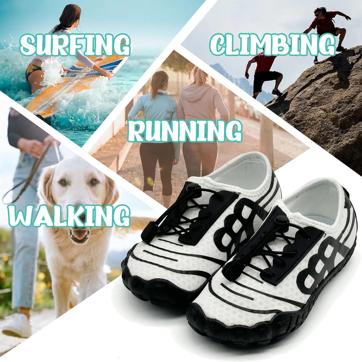 Hike Barefoot Shoes for Women Men Breathable Slip-on Barefoot Water Shoes with Wide Toe Box Non-Slip Athletic Footwear for Hiking Walking Pool Beach Swim Aqua Sport