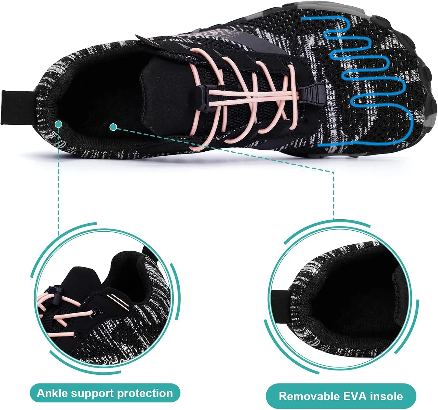 Hike Barefoot Shoes, Pro Barefoot Shoes Women Men Footwear, Athletic Hiking Minimalist Water Shoe Breathable Quick Dry Zero Drop Trail Running Shoe with Non-Slip Sole & Wide Toe Box