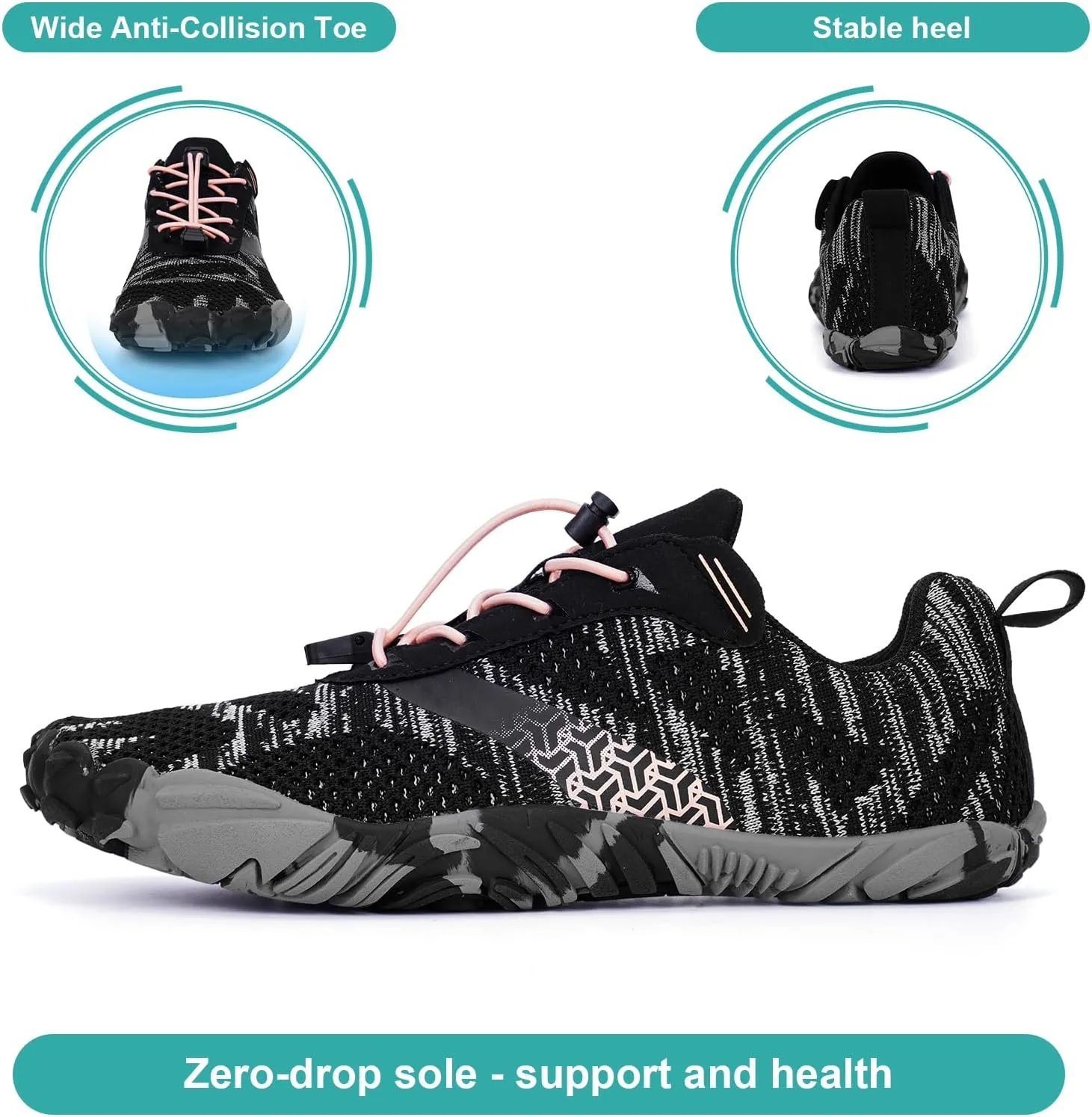 Hike Barefoot Shoes, Pro Barefoot Shoes Women Men Footwear, Athletic Hiking Minimalist Water Shoe Breathable Quick Dry Zero Drop Trail Running Shoe with Non-Slip Sole & Wide Toe Box