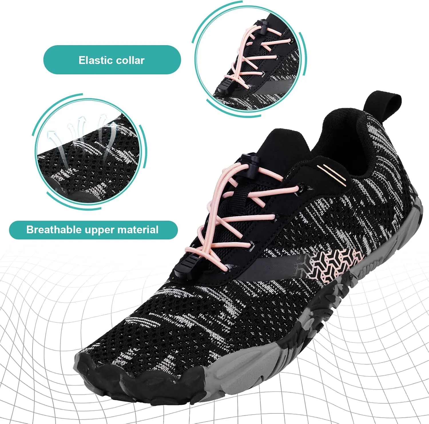 Hike Barefoot Shoes, Pro Barefoot Shoes Women Men Footwear, Athletic Hiking Minimalist Water Shoe Breathable Quick Dry Zero Drop Trail Running Shoe with Non-Slip Sole & Wide Toe Box