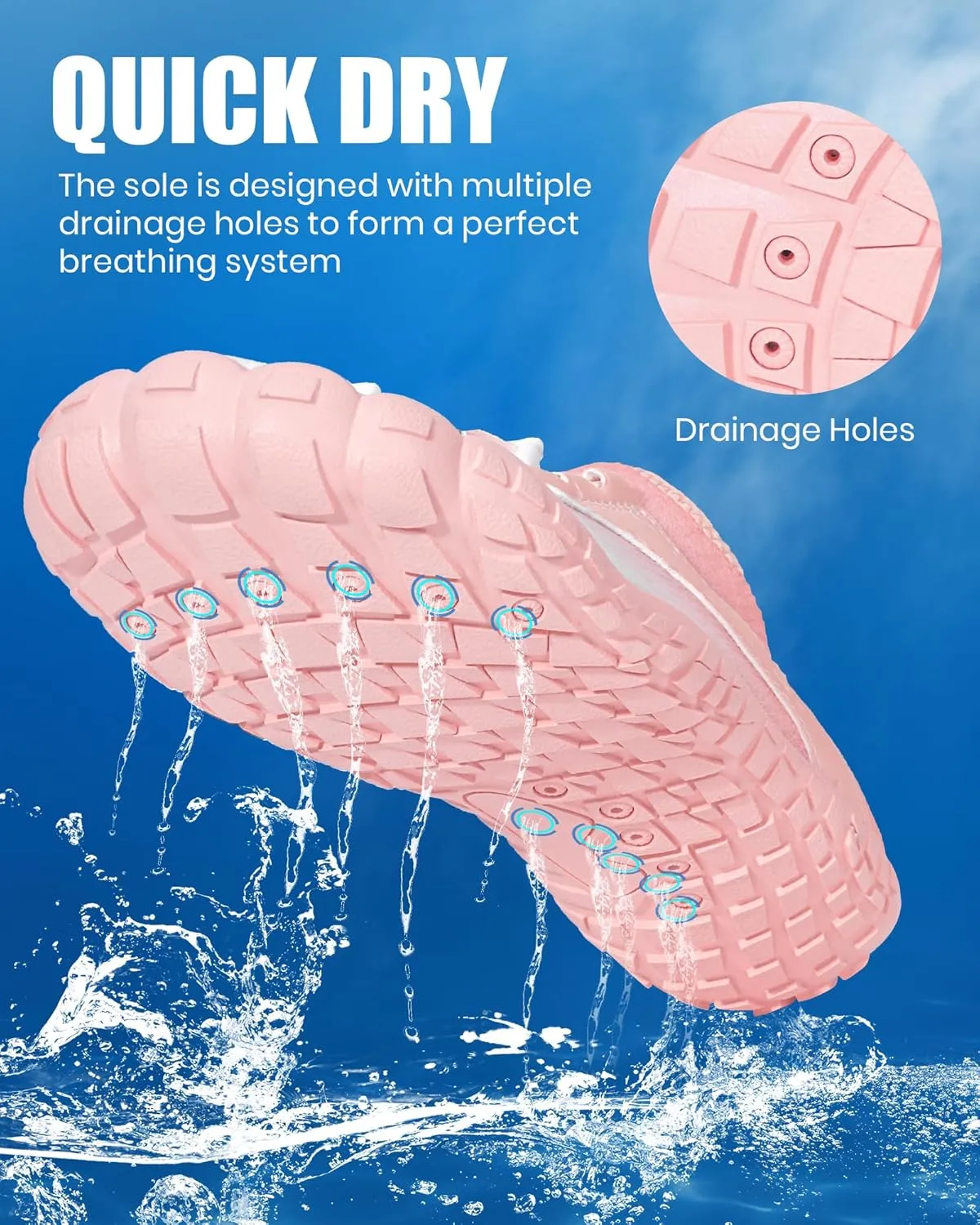 Hike Barefoot Water Shoes Women Men, Newly Water-Drops Pattern Pro Minimalist Shoe Quick Dry Wide Toe Breathable & Non-Slip for Hiking Beach Aqua Surf Swim