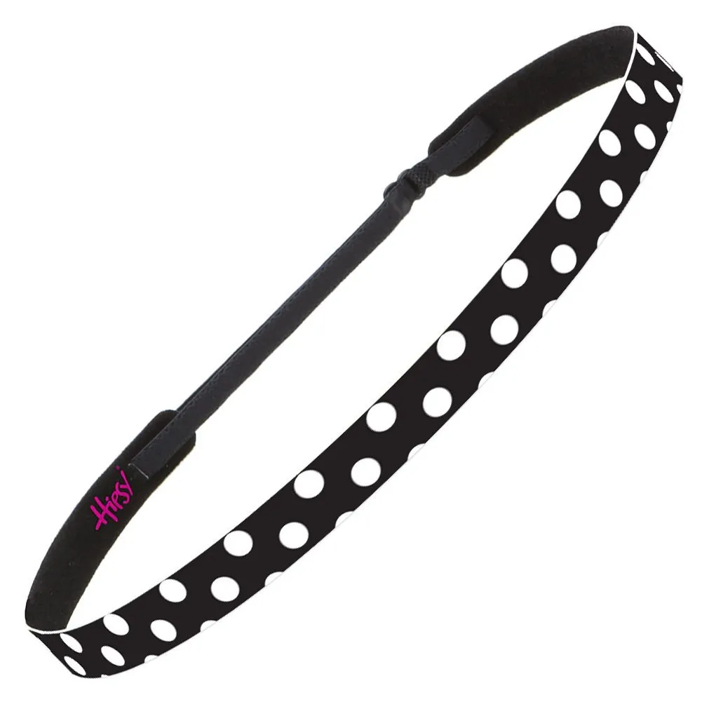 Hipsy Adjustable Non Slip Skinny Fashion Printed Sports Headbands 3-pack (Polka Dot Light Blue/White/Black)
