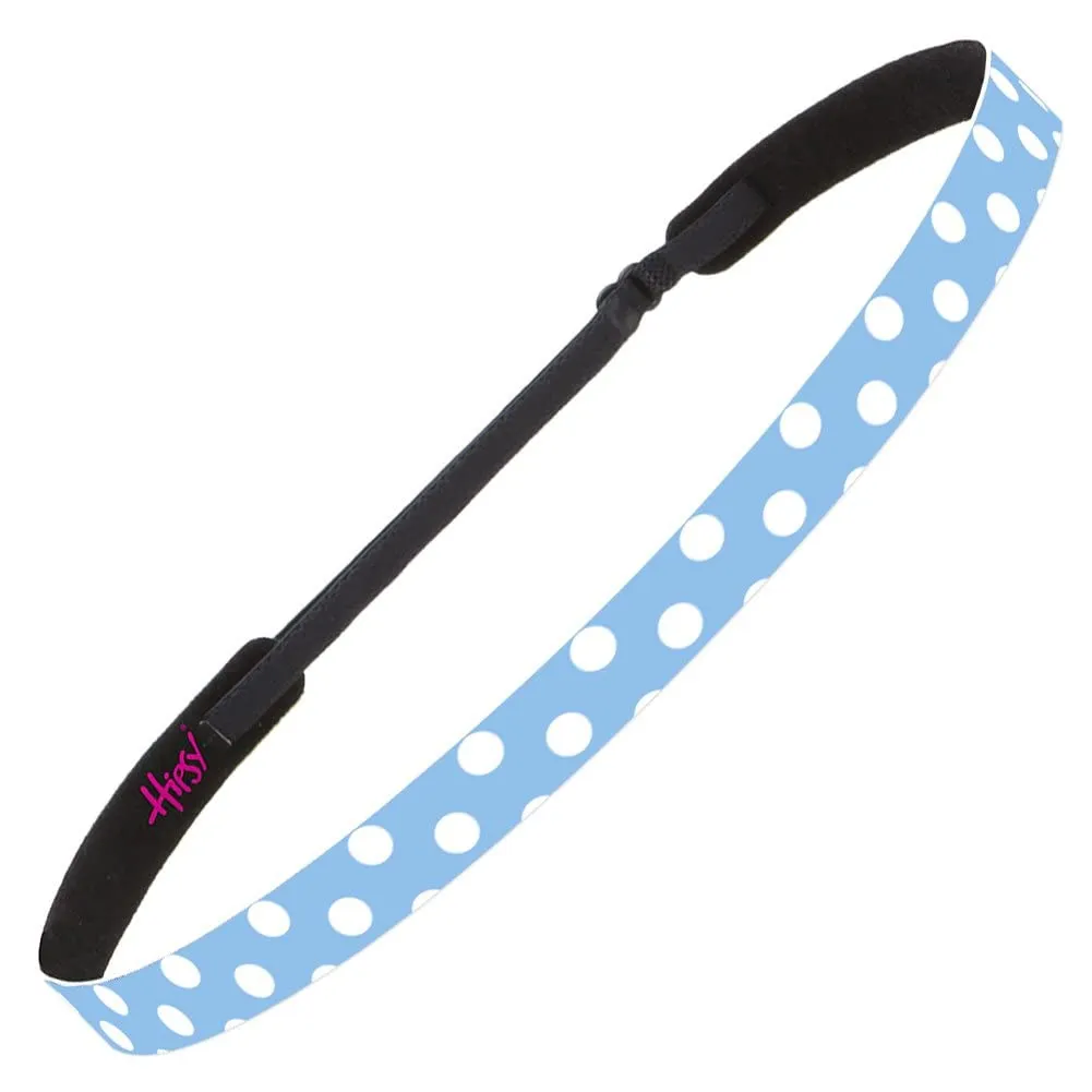 Hipsy Adjustable Non Slip Skinny Fashion Printed Sports Headbands 3-pack (Polka Dot Light Blue/White/Black)