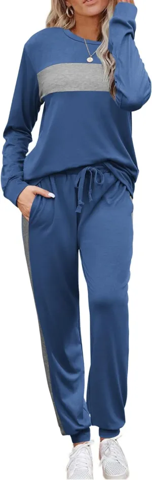 HOTOUCH Women's Two Piece Outfit Long Sleeve Crewneck Pullover Tops And Long Pants Tracksuit 2023 Fashion Sweatshirts
