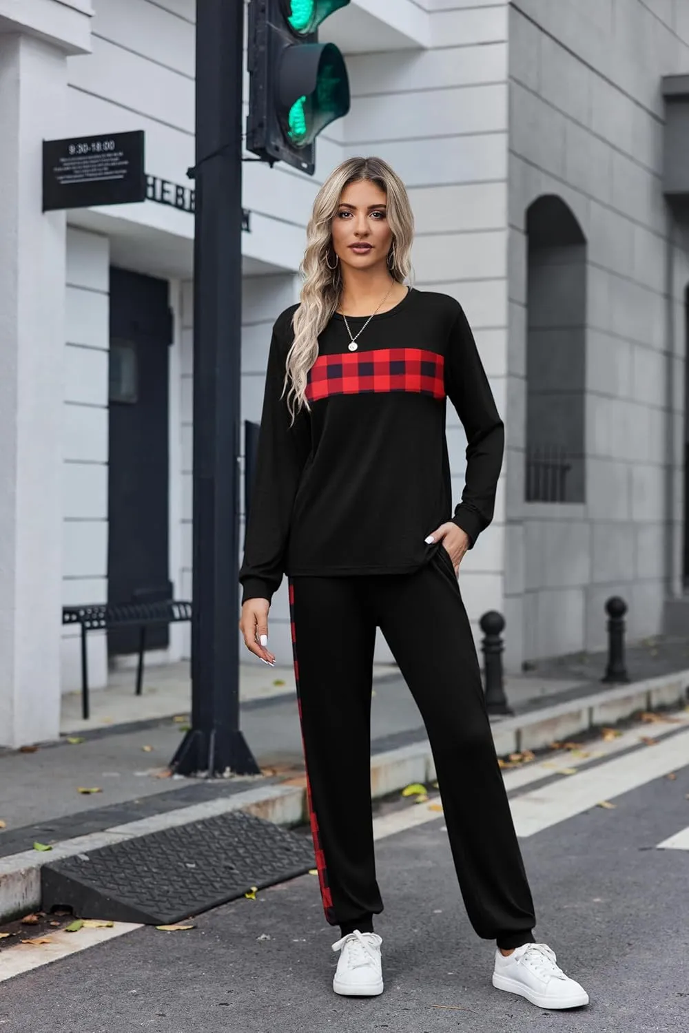 HOTOUCH Women's Two Piece Outfit Long Sleeve Crewneck Pullover Tops And Long Pants Tracksuit 2023 Fashion Sweatshirts