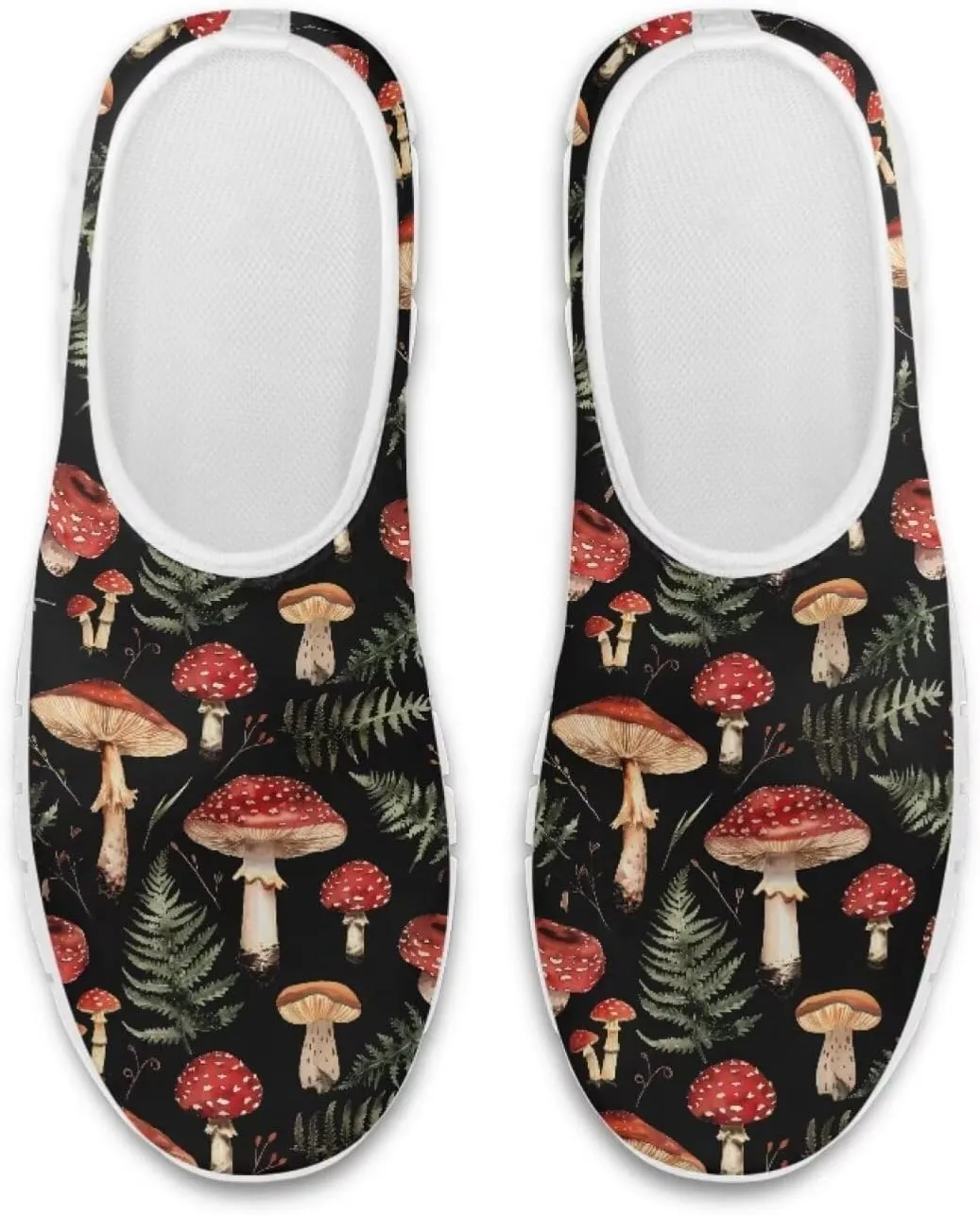 Howilath Hummingbird & Mushroom Slip on Shoes Women Casual Sport Shoes No Laces Running Sneakers with EVA Sole