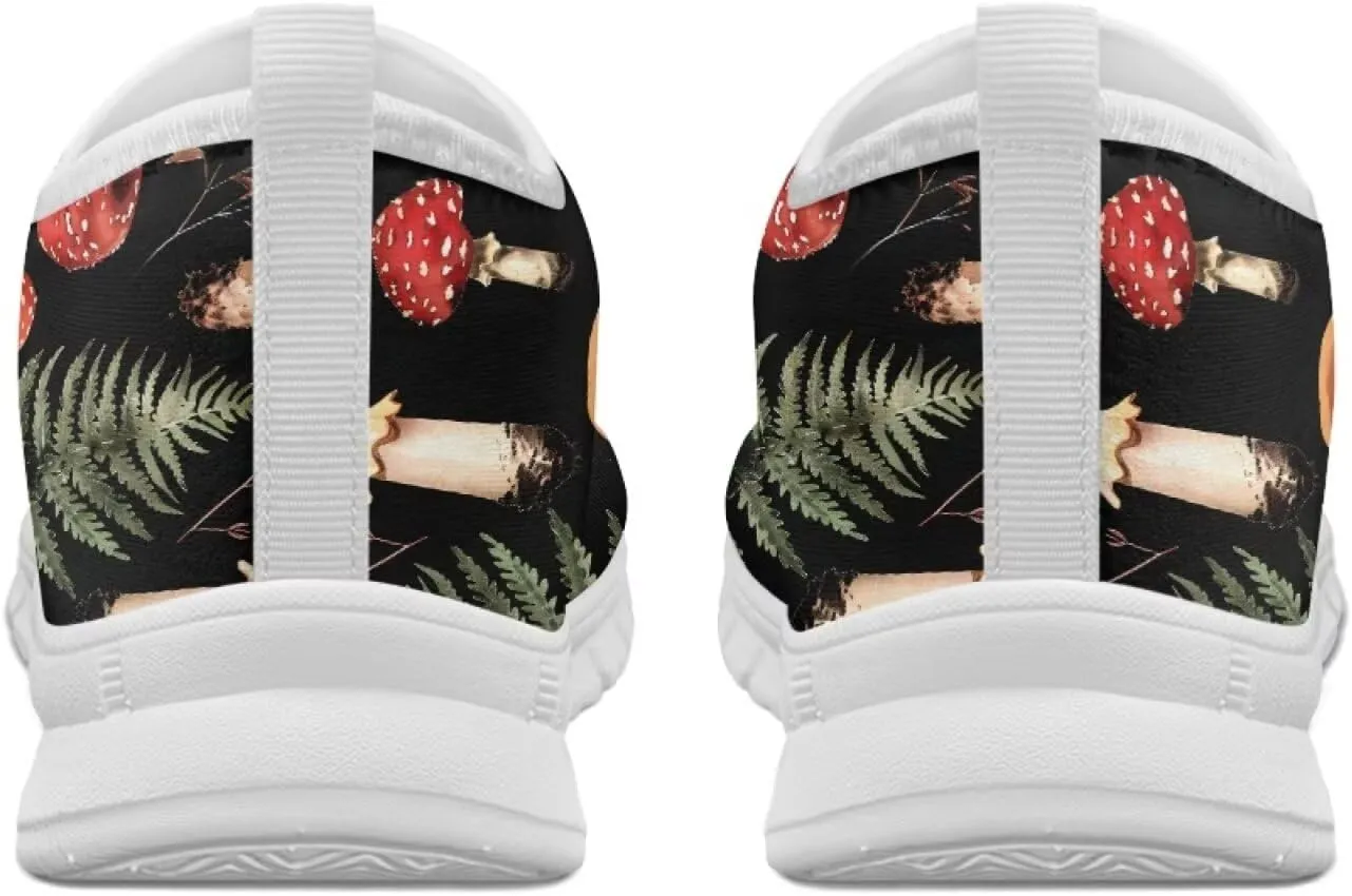 Howilath Hummingbird & Mushroom Slip on Shoes Women Casual Sport Shoes No Laces Running Sneakers with EVA Sole