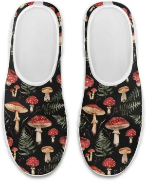 Howilath Hummingbird & Mushroom Slip on Shoes Women Casual Sport Shoes No Laces Running Sneakers with EVA Sole