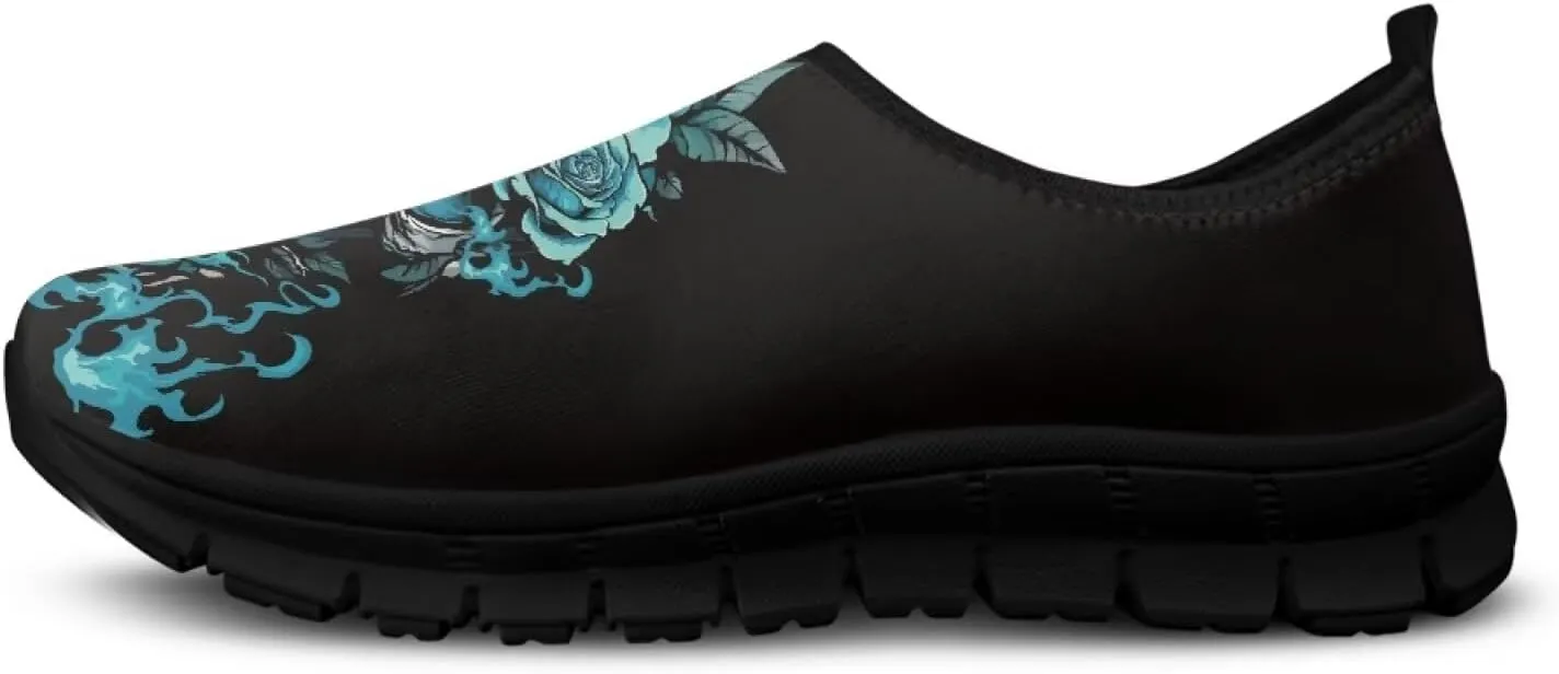 Howilath Skull Print Slip on Shoes for Men Casual House Shoes Running Sneakers Hands Free Shoes with Anti-Slip Sole