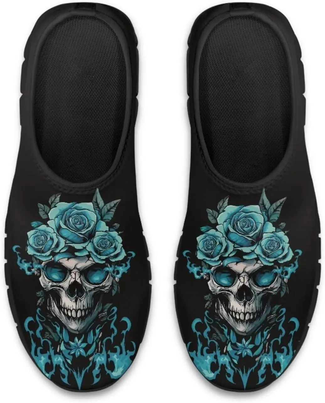 Howilath Skull Print Slip on Shoes for Men Casual House Shoes Running Sneakers Hands Free Shoes with Anti-Slip Sole