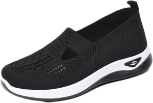 Hrtesus Enjerr Orthopedic Shoes Womens, Comfortable Breathable Knitted Sneakers, Slip On Orthopedic Walking Shoes