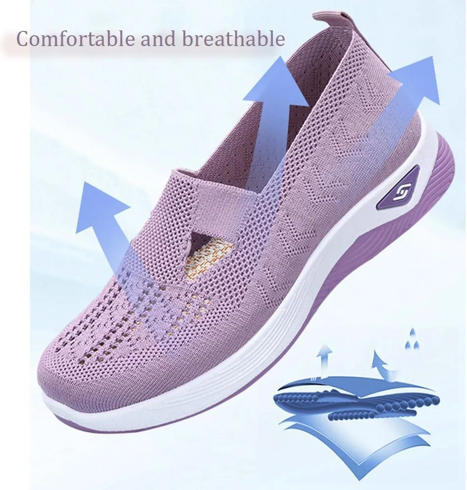 Hrtesus Enjerr Orthopedic Shoes Womens, Comfortable Breathable Knitted Sneakers, Slip On Orthopedic Walking Shoes