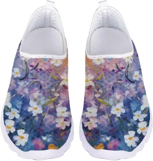 HUGS IDEA Women's Floral Mesh Slip on Shoes