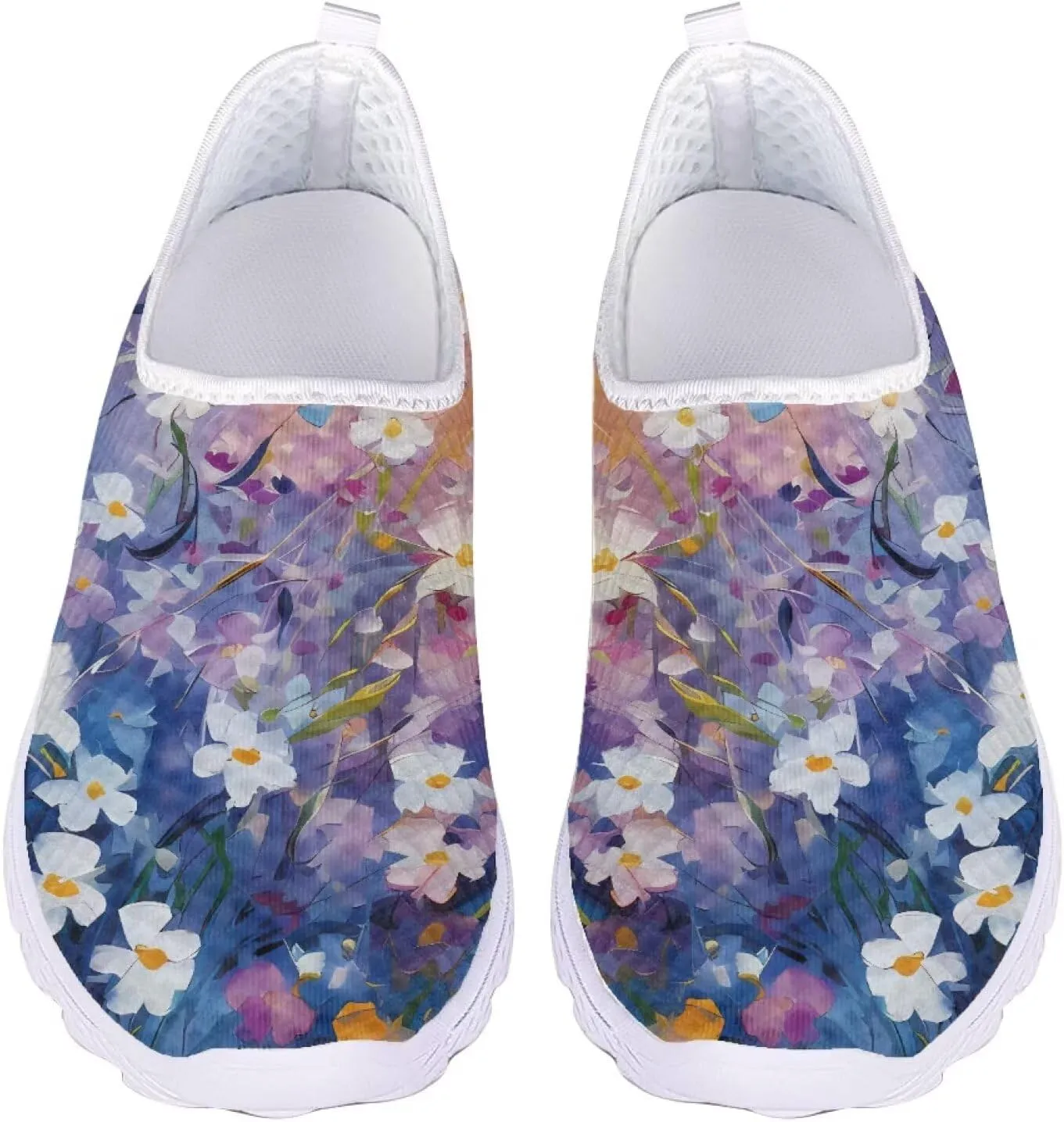 HUGS IDEA Women's Floral Mesh Slip on Shoes