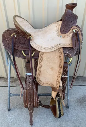 HUMAYL Saddlery Handmade Wade Tree A Fork Premium Western Saddles for Horses Equipment Leather Roping Ranch Work Equestrian Trail Horse Saddles Tack Size: 10"-18" inches Seat MSO381