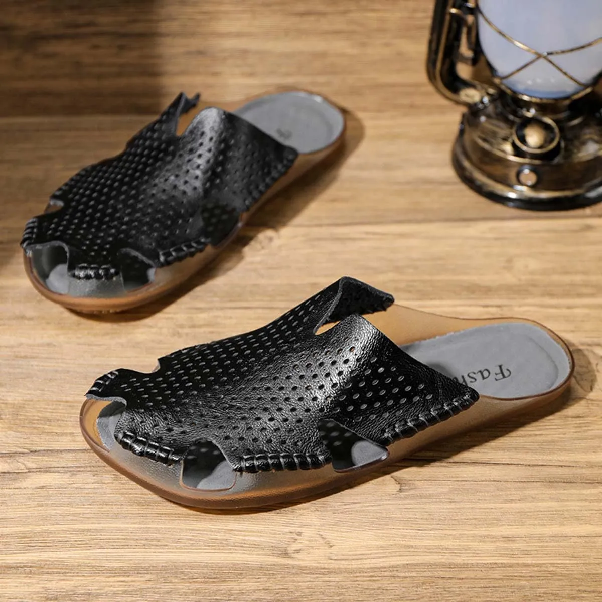 HYDLONGR Men's Women's Summer Light Weight Cowhide Garden Sandals Beach Slippers Clogs Shoes