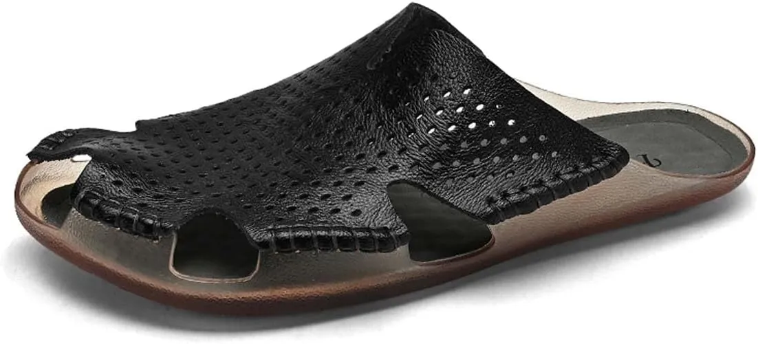 HYDLONGR Men's Women's Summer Light Weight Cowhide Garden Sandals Beach Slippers Clogs Shoes
