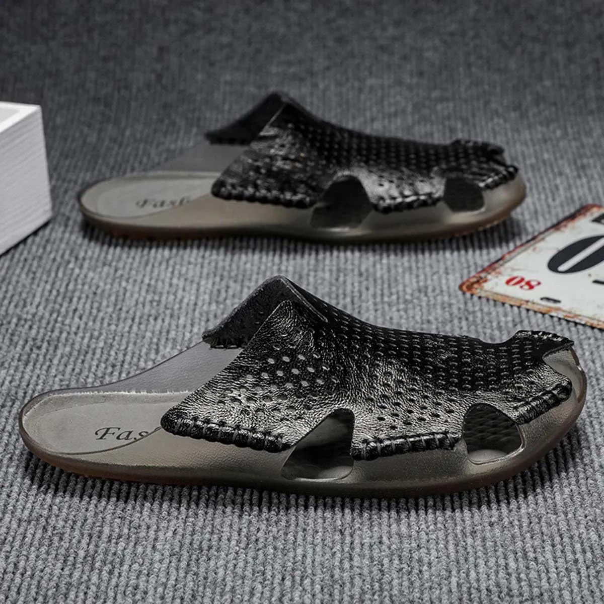 HYDLONGR Men's Women's Summer Light Weight Cowhide Garden Sandals Beach Slippers Clogs Shoes