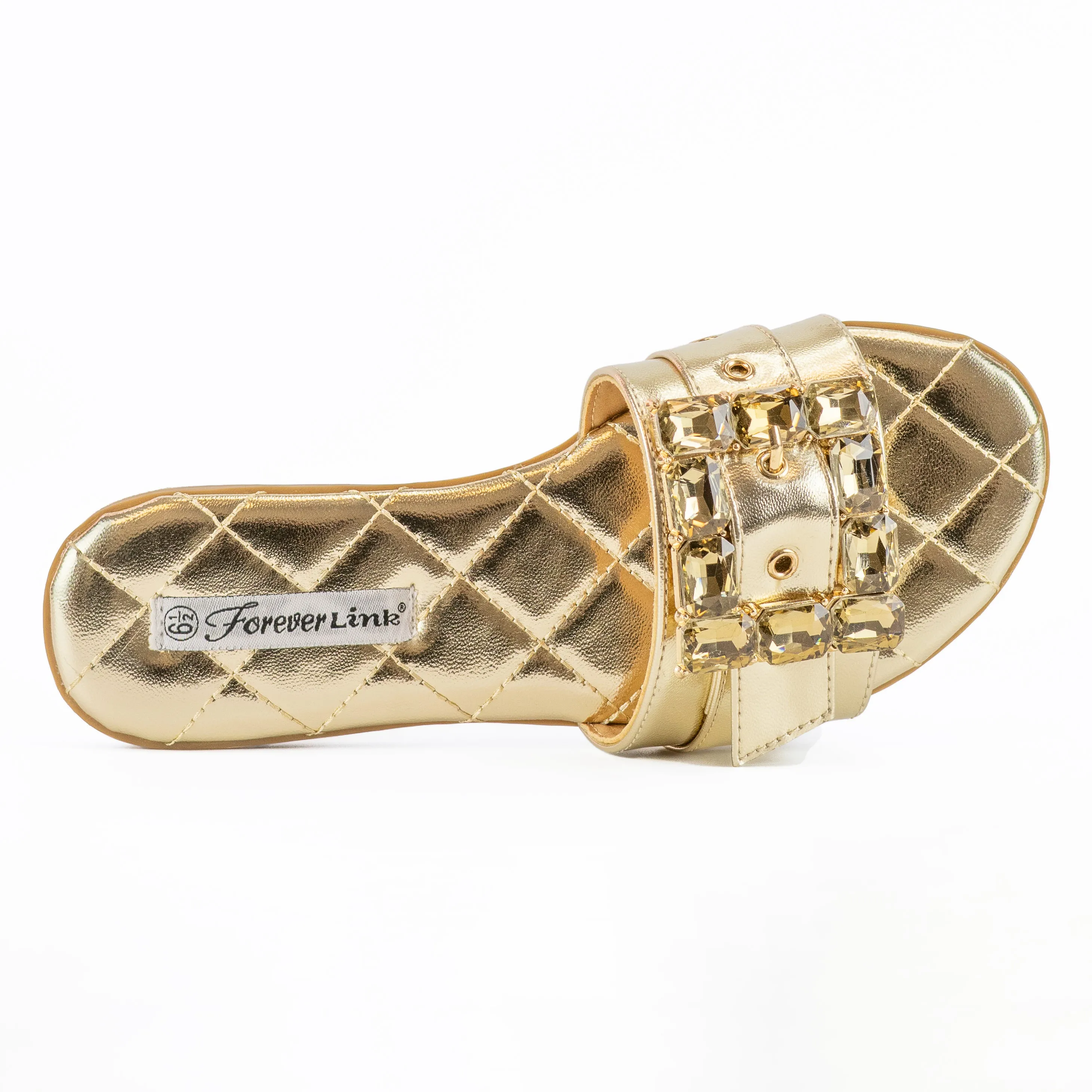 Isabel - Slip-On Sandals with Rhinestone Details, Cushioned Insole, Ideal for Adding Sparkle to Your Wardrobe