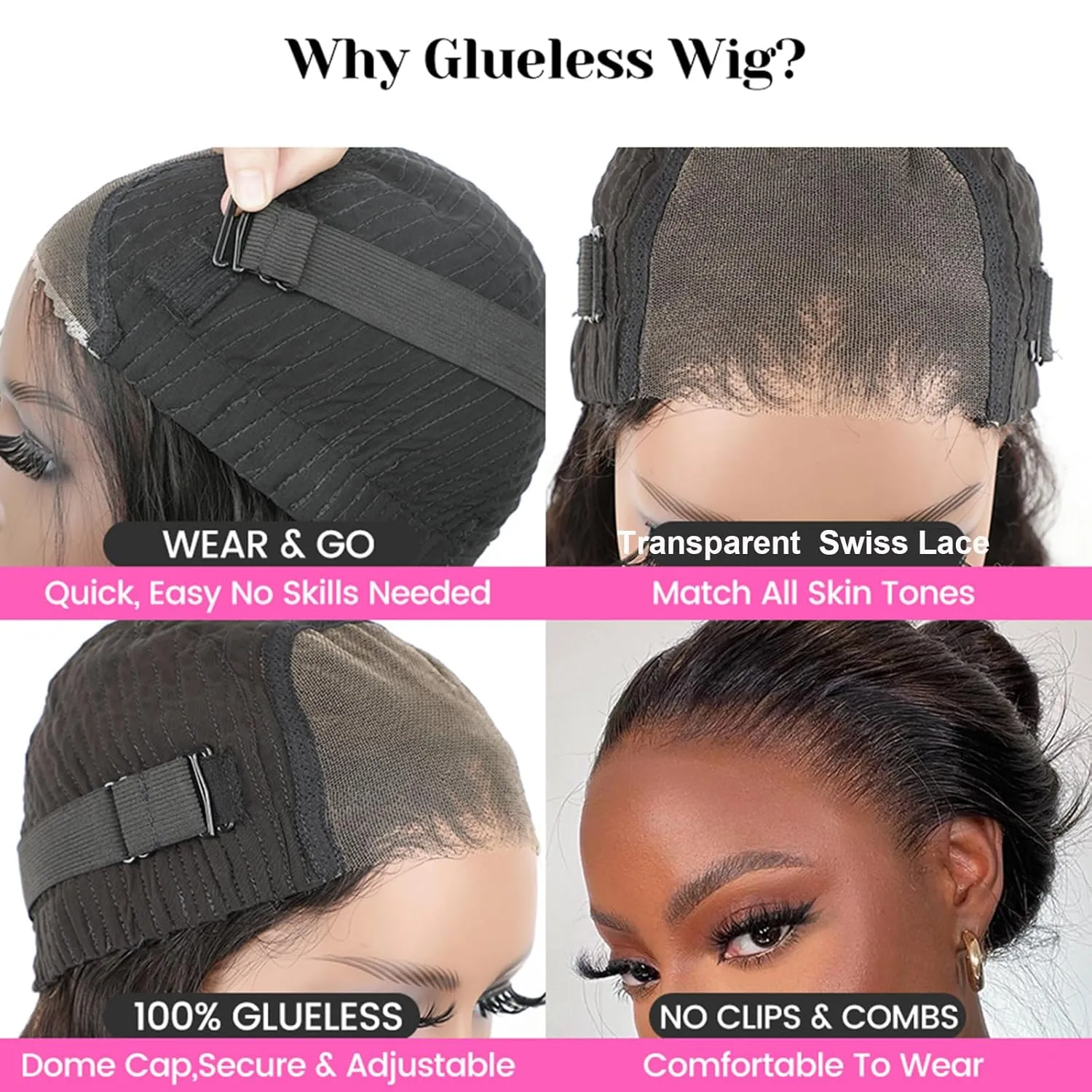 ISEE Hair Wear and Go Glueless Wigs Bob Wigs Human Hair Pre Plucked Water Wave Lace Front Wigs Human Hair Upgraded No Glue Transparent Lace Closure Wigs Human Hair for Women Natural Black 14 Inch