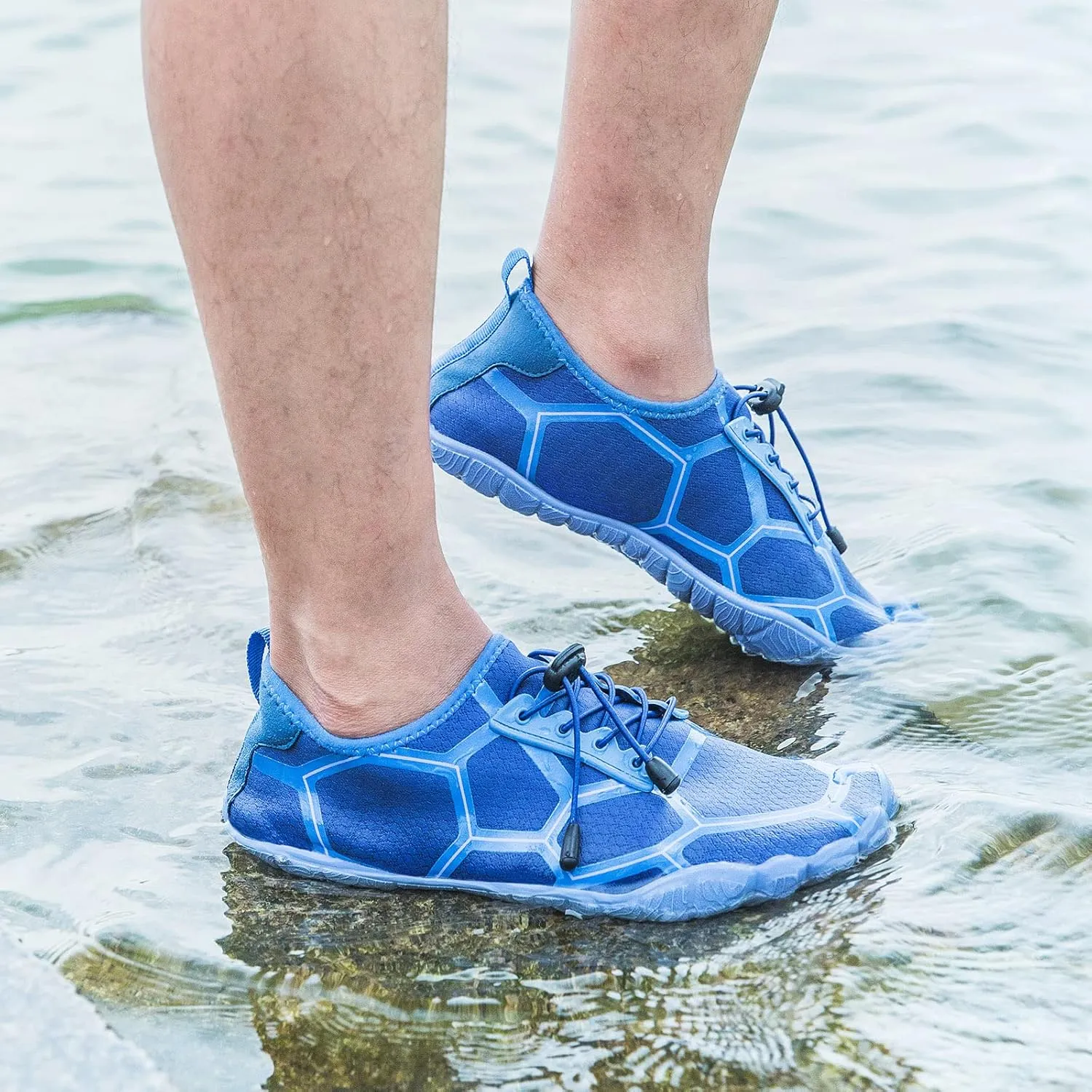 Josaywin Men's Water Shoes Barefoot Quick-Dry Sports Aqua Socks for Swim Diving Surf Pool Aqua Sports Beach Walking Wide Toe Shoes