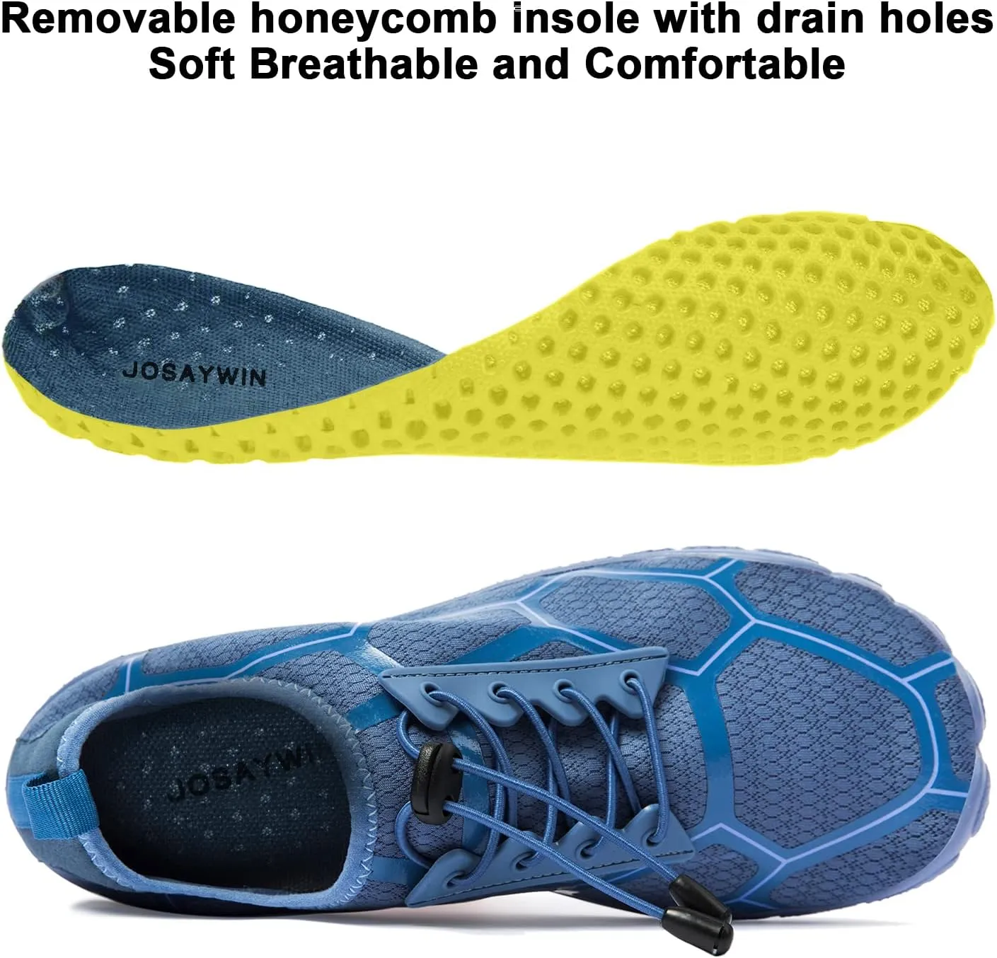Josaywin Men's Water Shoes Barefoot Quick-Dry Sports Aqua Socks for Swim Diving Surf Pool Aqua Sports Beach Walking Wide Toe Shoes