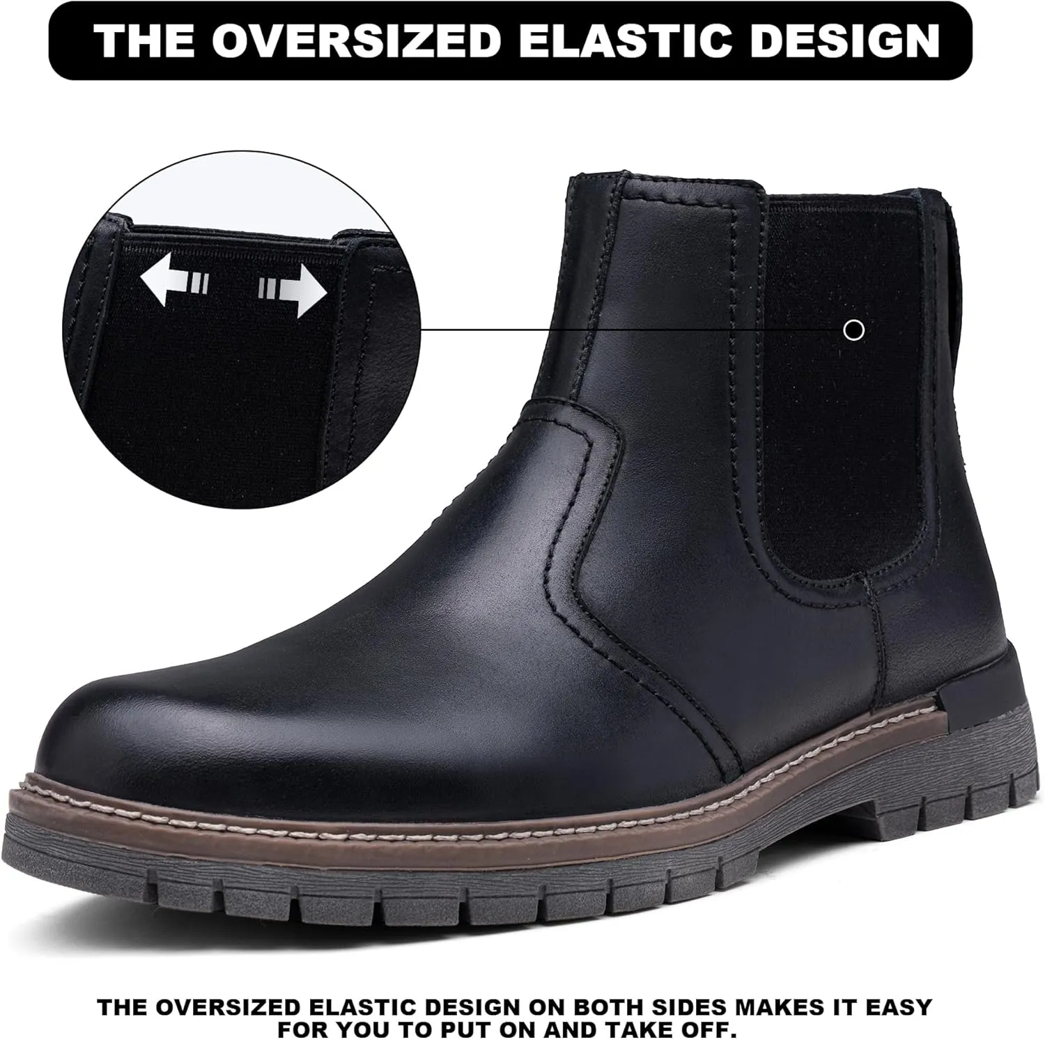 Jousen Mens Boots Retro Chelsea Boots Mens Casual Slip On Boots for Men