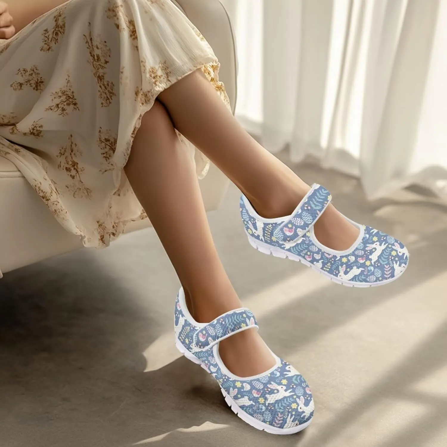 JoyLamoria Vintage Butterfly Flower Diabetic Shoes for Women Wide Walking Shoes Elastic Slip on Shoes Ultra Light