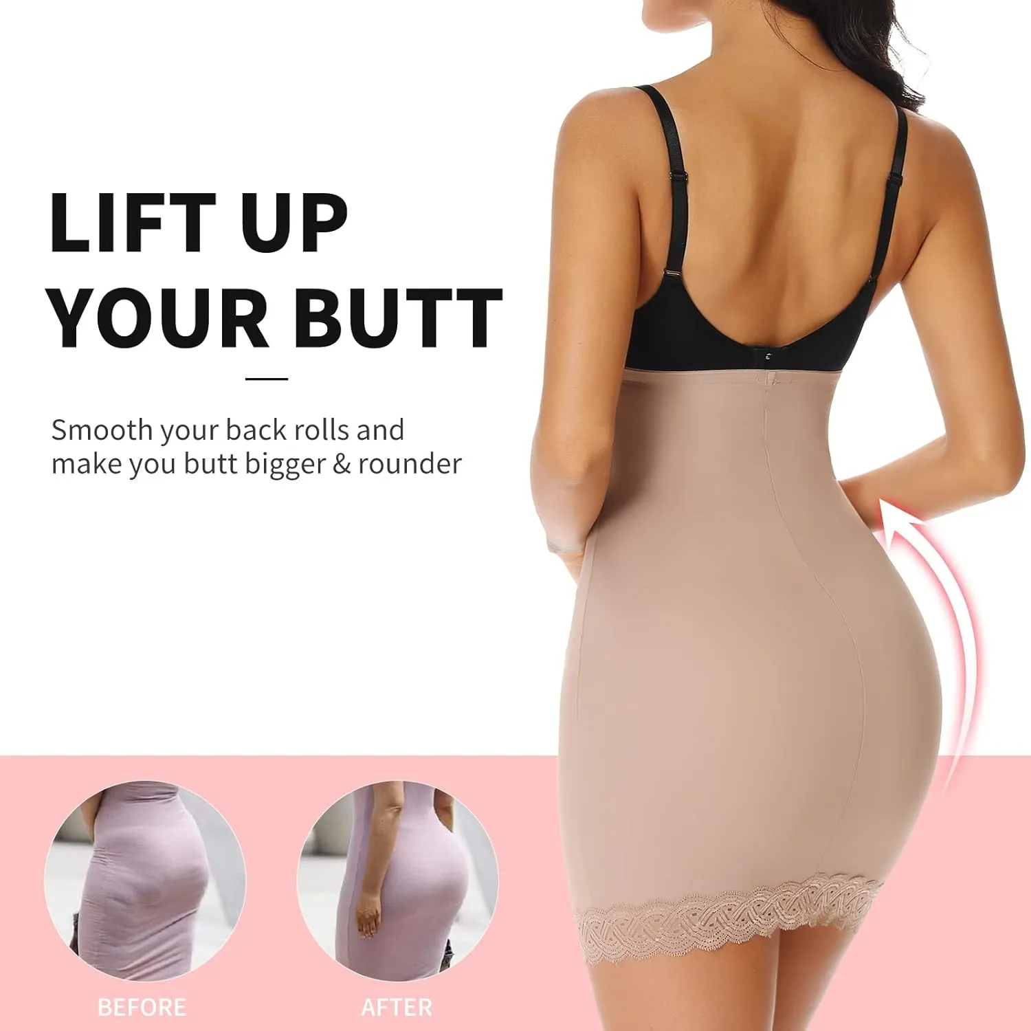JOYSHAPER Shapewear Dress Slip for Under Dresses Half Slip Tummy Control Seamless Slimming Slip Body Shaper