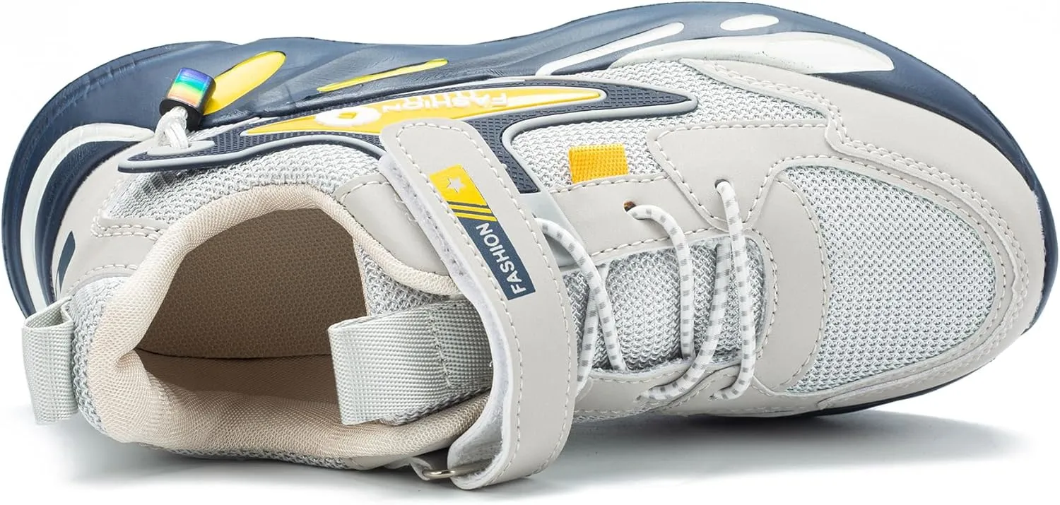 Kids Sneakers for Boys Girls Mesh Breathable Running Shoes Lightweight Hook and Loop Athletic Casual Shoes
