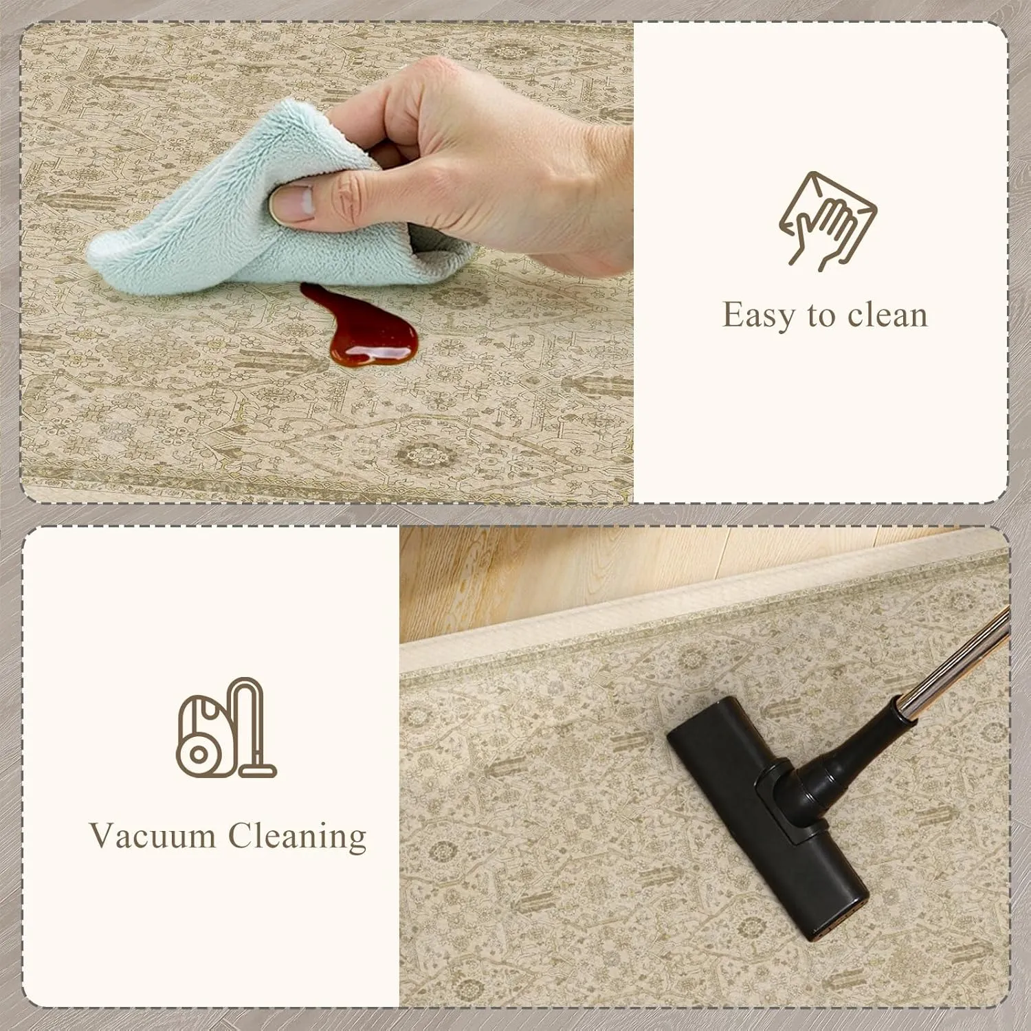 KIMODE Kitchen Mats for Floor Cushioned Anti Fatigue,Boho Farmhouse Kitchen Rugs Sets of 2,Cushioned Floor Mats Non Slip,Memory Foam Kitchen Mat for Laundry Sink Office Home,Khaki