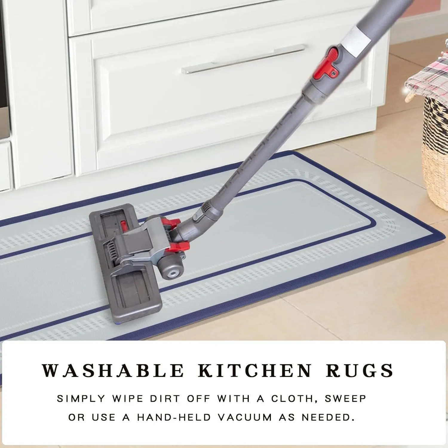Kitchen Mat, [2 PCS] Kitchen Rugs, Cushioned Anti-Fatigue Non-Skid Waterproof Rugs, Ergonomic Comfort Standing Mat for Kitchen, Floor, Sink, Laundry, （A-Blue）