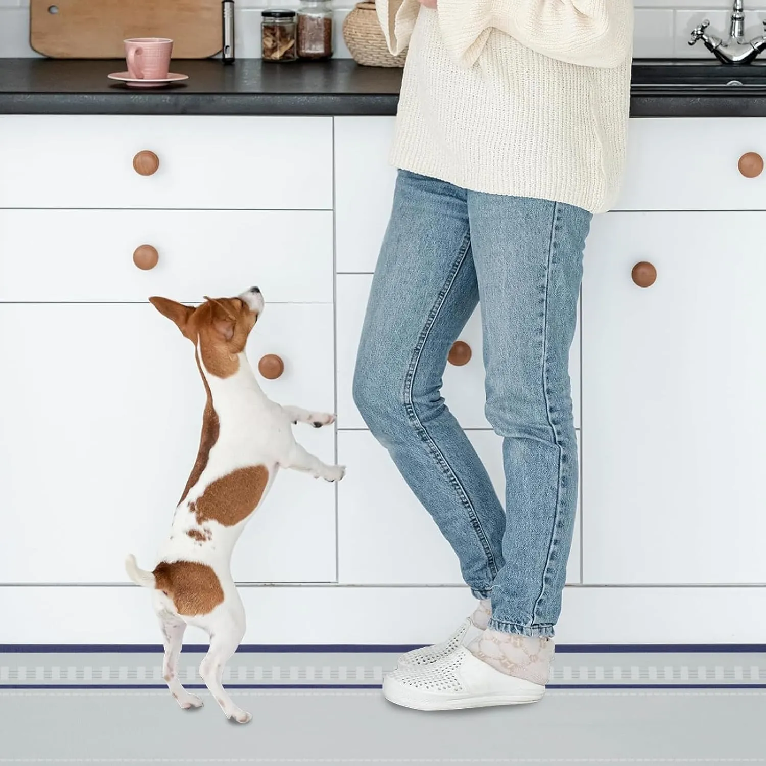 Kitchen Mat, [2 PCS] Kitchen Rugs, Cushioned Anti-Fatigue Non-Skid Waterproof Rugs, Ergonomic Comfort Standing Mat for Kitchen, Floor, Sink, Laundry, （A-Blue）
