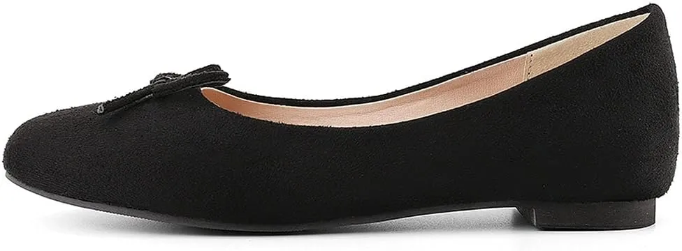 KOKOMOMO Womens Bow Round Toe Ballet Flats Slip On Ballerina Shoes