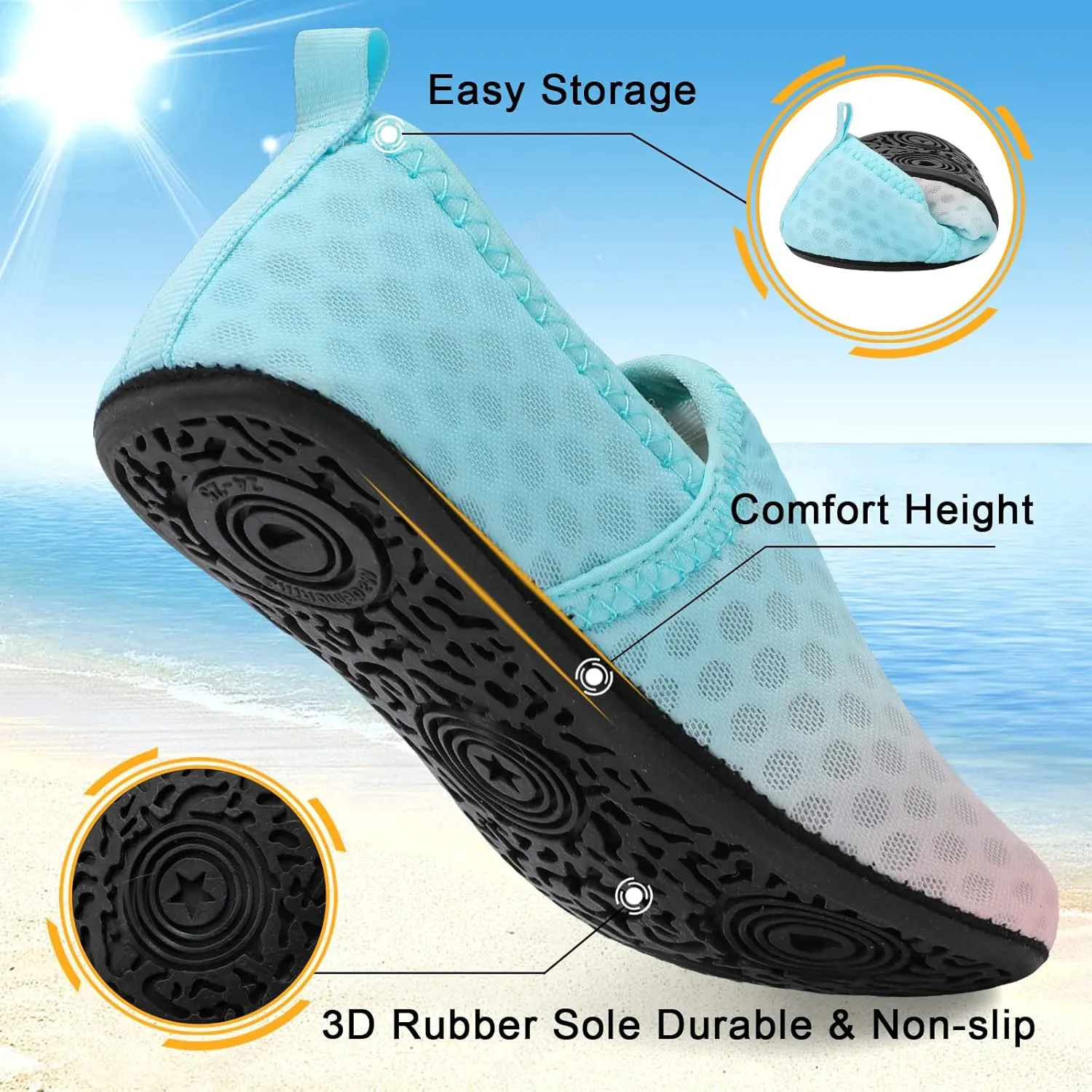 Lefflow Toddler Water Shoes Kids Quick Dry Beach Swim Socks Shoes Baby Non Slip House Slippers