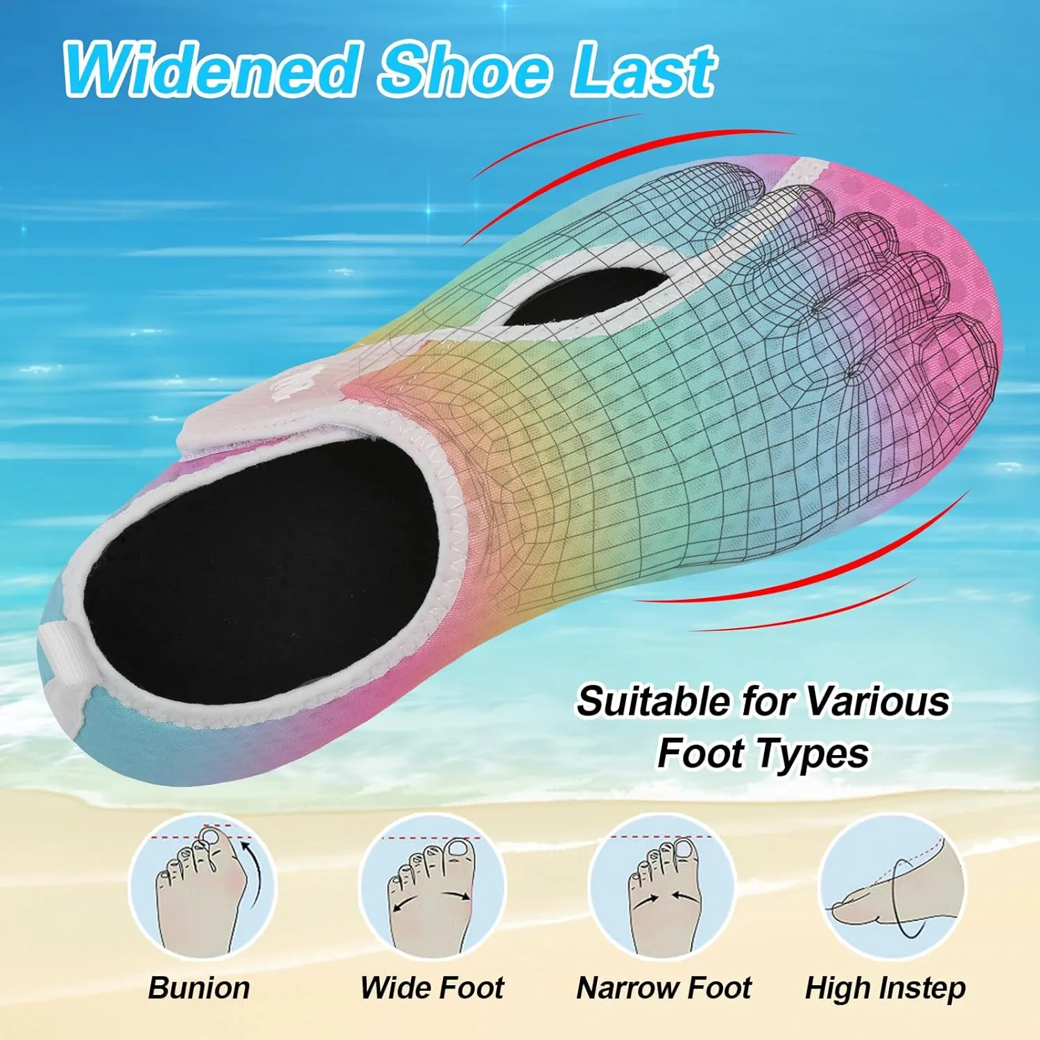 LeIsfIt Water Shoes for Women Men Wide Swim Beach Barefoot Shoes Quick Dry Aqua Socks for Pool Diving Boating River Yoga Lake Surf
