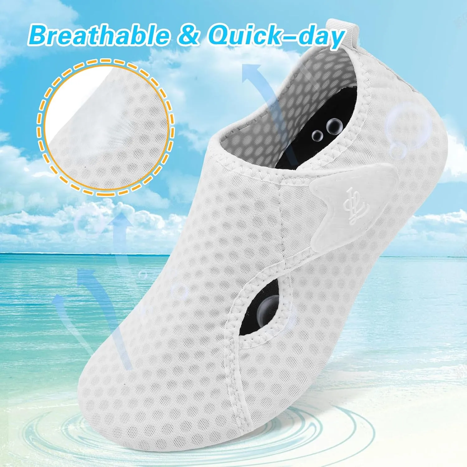 LeIsfIt Water Shoes for Women Men Wide Swim Beach Barefoot Shoes Quick Dry Aqua Socks for Pool Diving Boating River Yoga Lake Surf